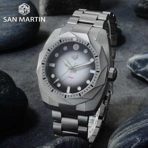 San Martin Diver Watch Titanium Metal 50Bar SW200 Mechanical Watch Sapphire Glass Luminous Mens Automatic Watch