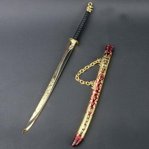 Black Yellow Black Embroidered Spring Knife Alloy Weapons With Scabbard Toy Ornaments Mens Toy Swords Exquisite Collection