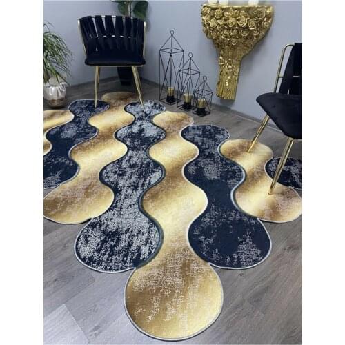 Decorative Laser Cut Living Room Rug Trend Pattern Slip-Resistant Faux Leather Sole Washable Stain Repels Dust Foal Feather Fabric Digital Print