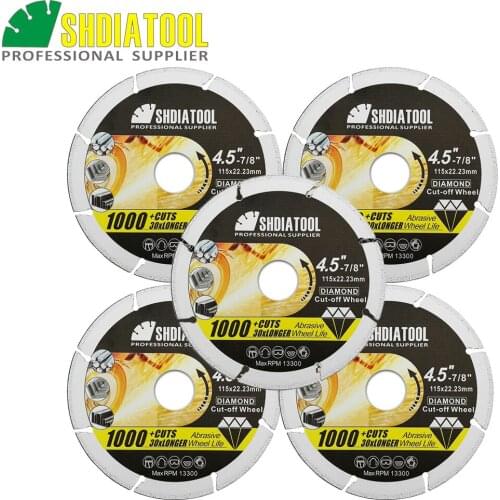 SHDIATOOL 5pcs Diamond Cut-off Wheel Blade Vacuum Brazed Diamond Metal Cutting Disc For Steel Tube, Iron Rebar, Angle Steel