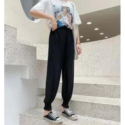 Womens Beam Foot Hip-hop Thin Edition Trousers Slacks Chiffon Ice Silk Bloomers Long Pants