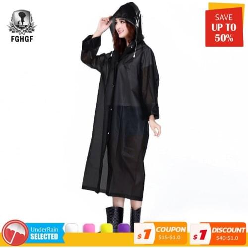 FGHGF Fashion EVA Women Raincoat Thickened Waterproof Rain Coat Women Clear Transparent Camping Waterproof Rainwear Suit