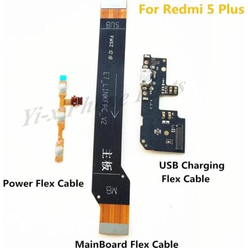 10X Power Volume & USB Charging Board & Motherboard MainBoard Connections Flex Cable For Xiaomi Redmi 5 Plus hongmi 5 plus