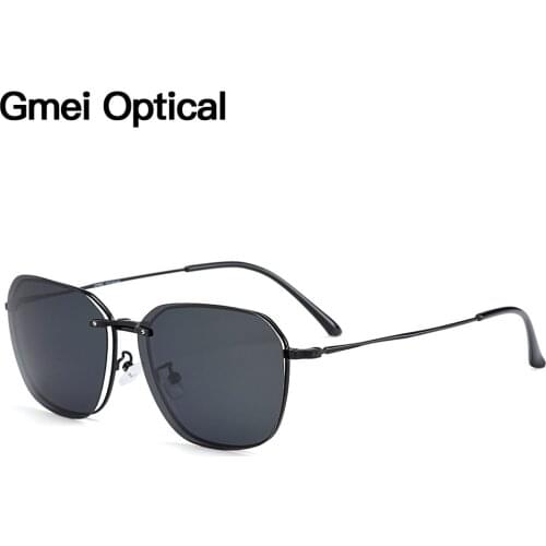 Gmei Optical Men Square Titanium Alloy Glasses Frame Ultralight Polarized Clip on Sunglasses Women Optical Eyewear S9334