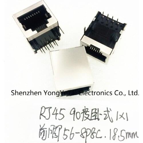 YYT 10PCS RJ45 socket 1*1 90-degree horizontal forefoot network socket network port female 56-8P8C shielded 18.3m