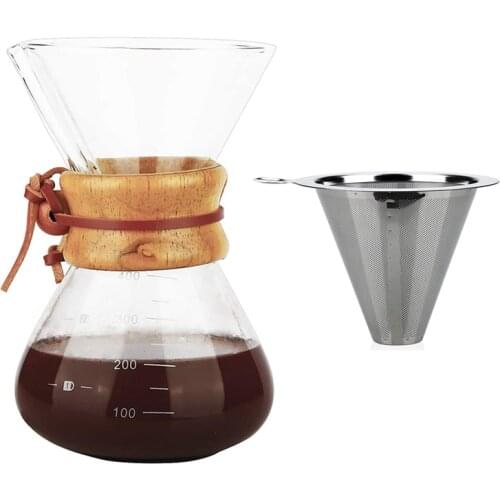 Resistant Glass Coffee Maker Coffee Pot Espresso Coffe Machine With Stainless Steel Filter Pot