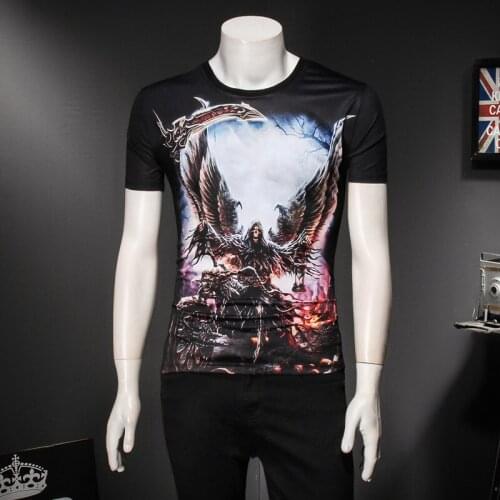 Creative skull wings 3D digital printing hip-hop short-sleeved t shirt Summer 2018 New quality cotton boutique t shirt men M-3XL