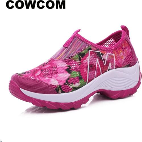 COWCOM Summer Womens Outdoor Casual Shoes Cloth Breathable Shoes Sports Casual Shoes Female Fashion Sneakers Women CYL-1609
