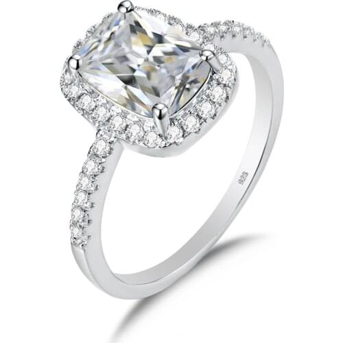 RedWood 585 White Gold 3 Carat Moissanite Ring For Women Real 925 Sterling Silver Cushion Cut Diamond Wedding Engagement Jewelry