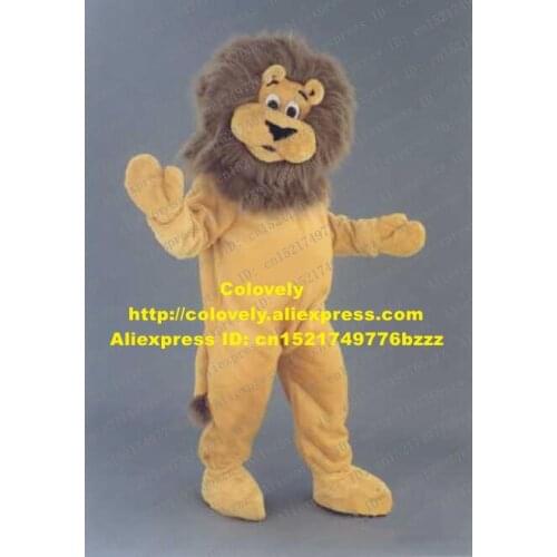 Cute Brown Lion Mascot Costume Mascotte With Big Black Nose Black Bushy Acicula Adult Size Fancy Dress No.189 Free Shipping