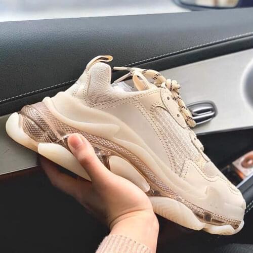 Milk Tea Crystal Bottom Dad Shoes women 2021 Early Spring Internet Hot Thick Bottom Height Increasing Feet Small Casual Sneakers