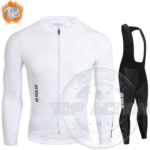 GO RIGO GO Winter Cycling Jersey Men Thermal Fleece Long Sleeve Clothes MTB Outdoor Riding Bicycle Uniform Ropa Ciclismo Hombre