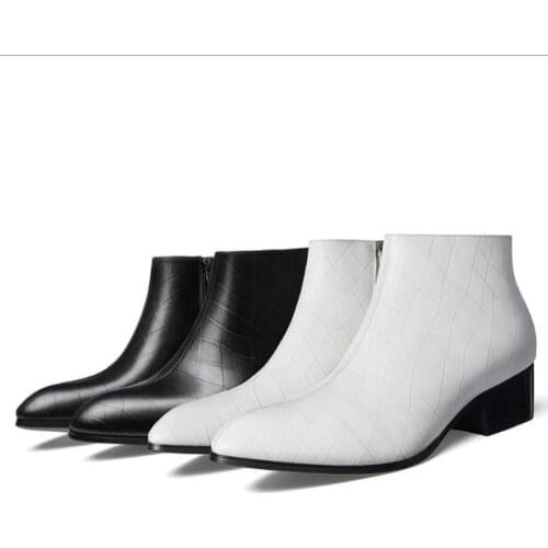 Mens Black Genuine Leather Chelsea Boots Pointed Toe Vintage Classic Ankle Boots High Tops Shoes Mens Party Boots