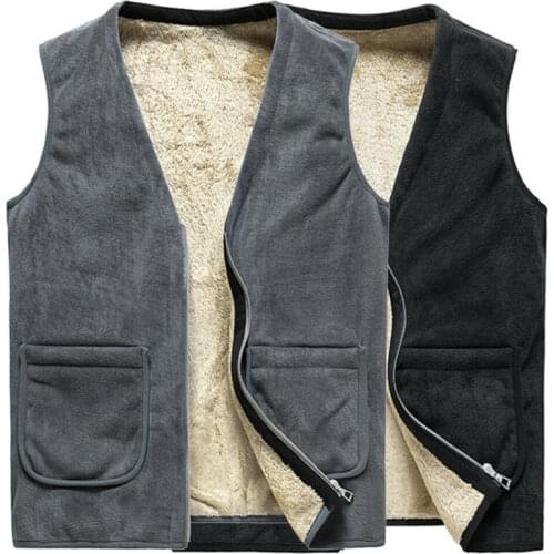Mens Sherpa Lined Fleece V-Neck Waistcoat Gilet Jacket Vest Top Coat Pocket