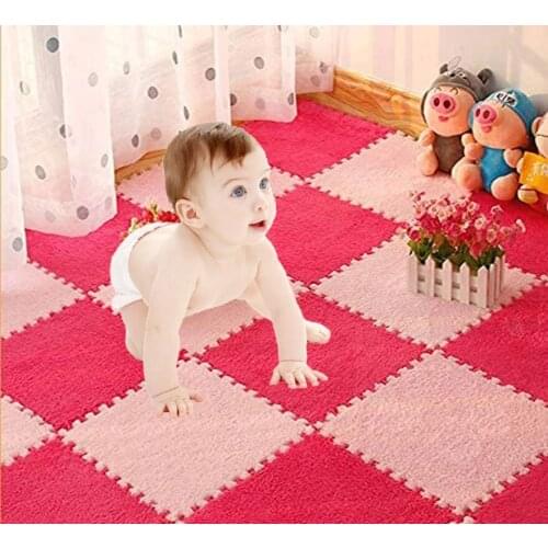 10Pcs/Lot Soft Plush Kids Rug Baby Play Mat Blanket Toys Eva Foam Infant Developing Mat Rug Puzzle Interlock Floor Mats 30*30 CM