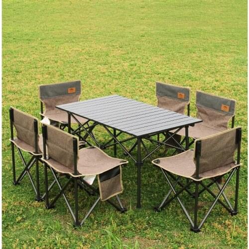 Metal Folding Tables and Chairs Set Outdoor Patio Furniture Fishing Beach Camping Portable Aluminum Alloy Outdoor Table Chairs