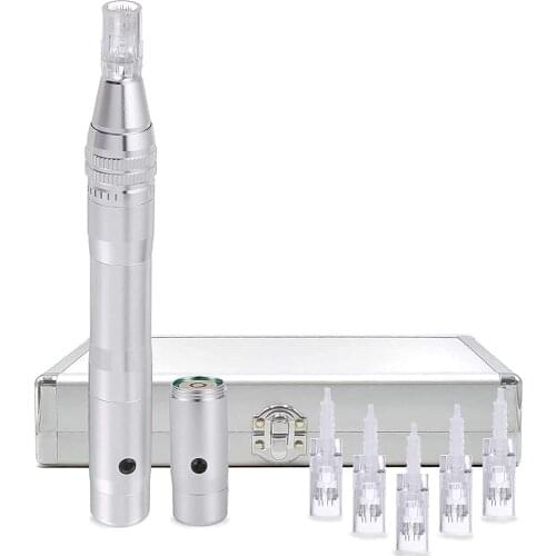 Microneedling Pen Kit A9 - Derma Microneedle Pen - with 5 Pcs 12 Pins Cartridges