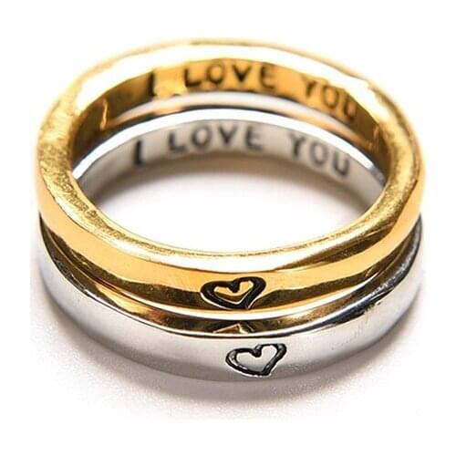 Forever Love Letter Heart Couple Promise Wedding Rings Never Fade Stainless Steel Engagement Ring Women Men