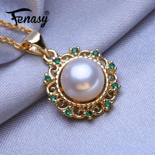 FENASY Natural Pearl Necklaces For Women Gold Color Personalized Heart Bird Flower Animal Pendant Jewelry With Chain Wholesale