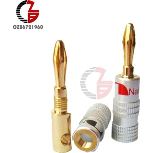24K Gold Plated For Nakamichi Speaker Banana Plug Pure Copper Audio Jack Sound Connector Intermediate Audio Connector