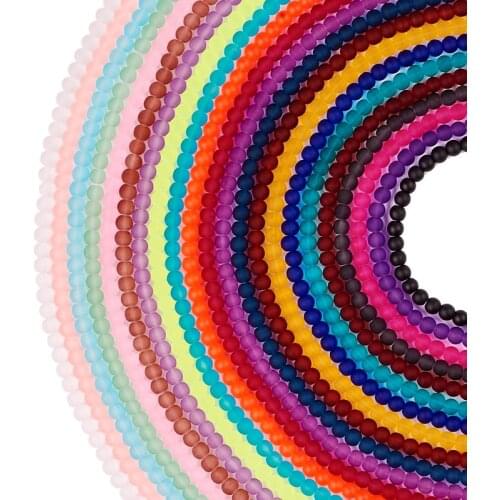 1 Strand 4/6/8/10mm Transparent Frosted Glass Crystal Jewelry Making DIY Loose Finding Bead Necklace Bracelet Accessories Round