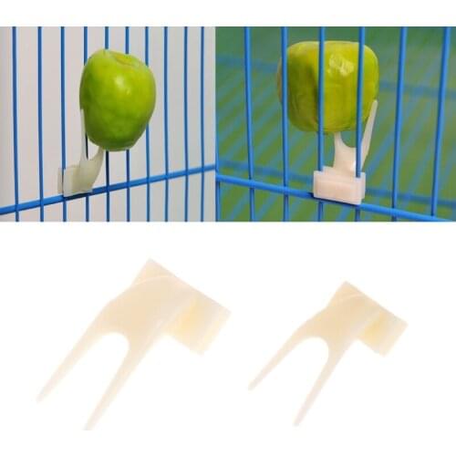 Birds Parrots Fruit Fork Pet Supplies-Plastic Food Holder-Feeding On Cage (2Pcs) for Small Size Birds African Grey Cockatoo J9K