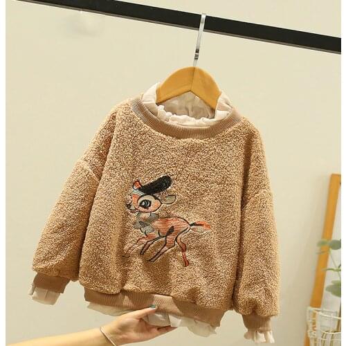 Childrens Clothing Baby Girls Clothes Autumn Deer Pattern Girls Pullover Tops Teenager Long Sleeve Winter Warm Clothes for Kids