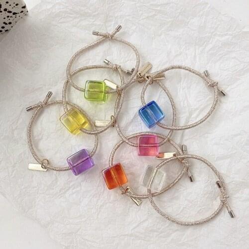 Summer Women Girls Cute Colors Geometry Elastic Hair Bands Ladies Lovely Scrunchies Rubber Bands Female Fashion Hair Accessories