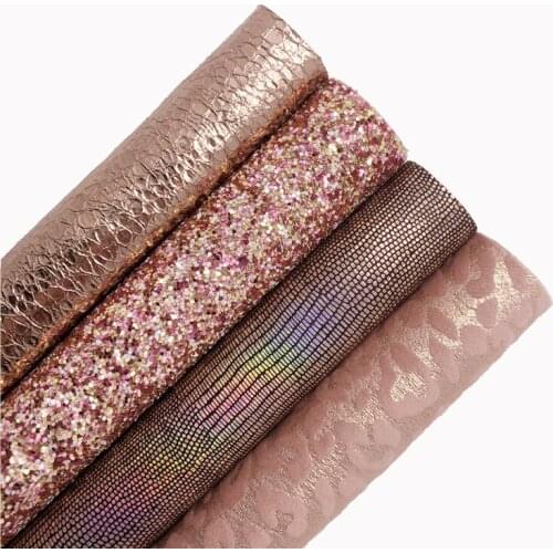 Pink Chunky Glitter Leather Fabric Iridescent Lizard Synthetic Leather leopard Soft Velvet Leather For BOWS DIY 21X29CM G543