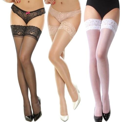 Sexy Long Stockings Womens Lace Top Silicon Strap Anti-skid Thigh High Over Knee Socks Nightclubs Hosiery Medias De Mujer