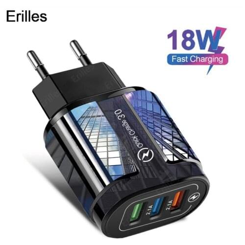 Quick Charge 3.0 USB Charger EU Wall Mobile Phone Chargers Adapter For iPhone 12 11 XR X QC3.0 Fast Charging For Samsung Charger