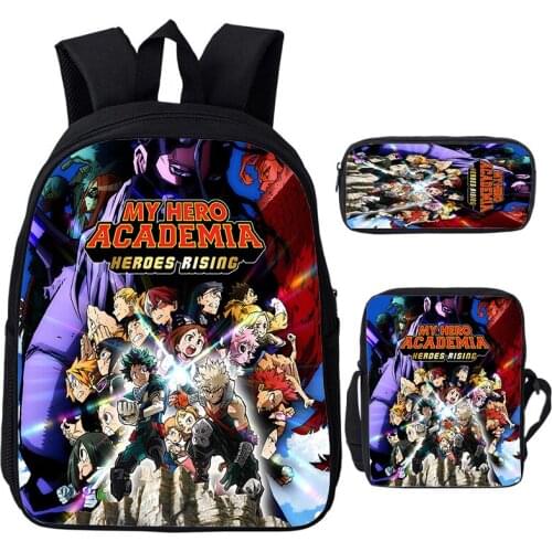 Mochila Boku No Hero Academia Backpack 3 Pcs Set School Bags Shoulder Bags Pen Bag Harajuku Bookbags Boys Girls Laptop Rucksack