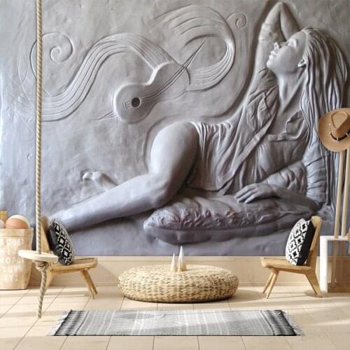 3d Sculpture Woman Wallpapers for Living Room Non Woven Abstract Painting Walls Paper In Rolls Sofa Background Murals Stickers