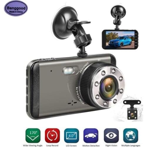 H16 4 Inch Dash Cam Front Rear Dual Lens Car DVR Security Camera HD 1296P Night Vision Video Recorder G-sensor Parking Monitor