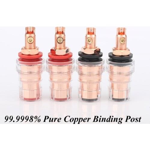 4pcs/LOT HIFI 1:1 CMC-858-S-CU-R pure copper 99.998% Binding posts speaker connectors