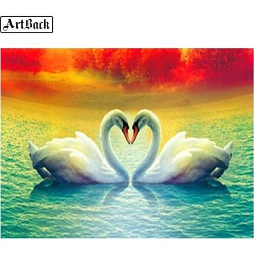 5d diamond painting swan love animal full square / round drill diamond embroidery handmade art home decoration kit