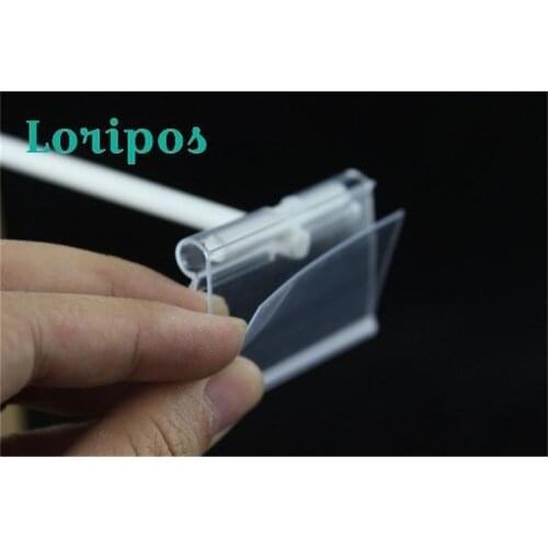 80 PCS 60*42mm Clear Plastic Label Holders For Wire Shelf Retail Price Transparent Tag Merchandise Card Stand