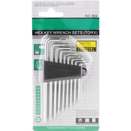 9pcs Small Security Star Hex Universal L-Shape Wrench Set Hand Tools Screwdriver Short Long Style Hexagonal Hole Wrench