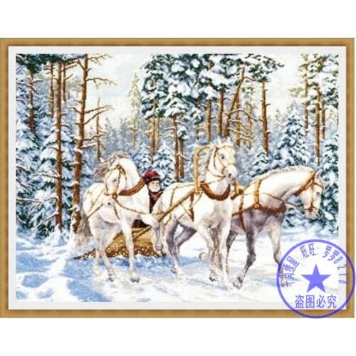 Free delivery Top Quality popular counted cross stitch kit Santa christmas sledge carriage coach