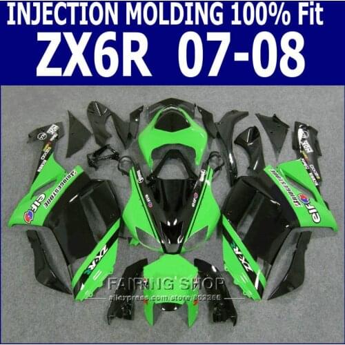 Green black zx6r 2007 2008 Fairing kit For Kawasaki Ninja 07 08 Fairings (100%fit Bodywork kits) S33