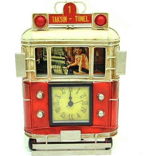 Decorative Metal Taksim Tram Clock - Trinket, Miniature, Gift, Nostalgic, Vintage, Handmade, hand Painted, Quality Durable
