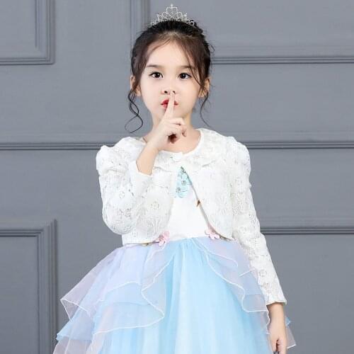 New Fashion Baby Girls Flower Jacket Children Lace Short Jacket Kids Wedding Party Coat Cape 2 4 6 8 10Y Girl Outerwear Clothing