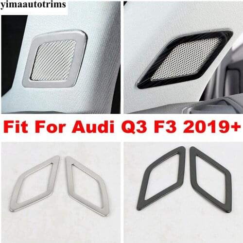 For Audi Q3 F3 2019 2020 2021 Car Triangle A Pillar Speaker Decor Frame Cover Trim Black / Silver Stainless Steel Accessories