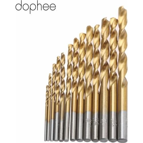 Dophee 13PCS HSS Straight Shank Twist Drill Bit Set High Speed Steel Drill Accessories Woodworking Drill Tools 1.5-6.5mm