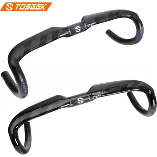 TOSEEK Full Carbon Handlebar Road Bike Drop Bar Cycling Bent Bar 31.8mm Clamp Diameter 400/420/440mm Length Internal Rounting