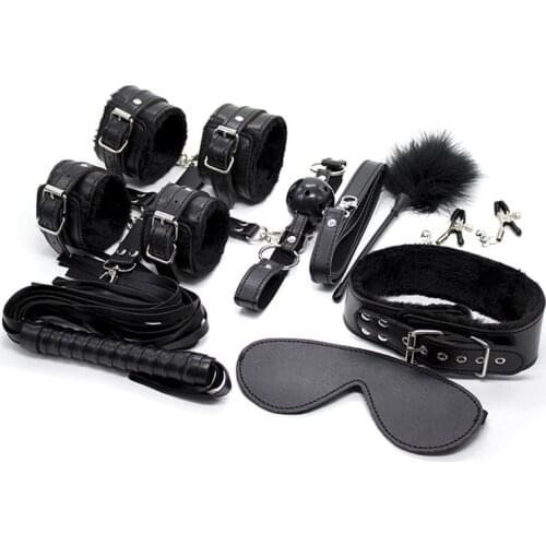 Exotic Adults Games Leather Bondage BDSM Kits Handcuffs Sex Toys Whip Rope Gag Tail Plug Women Sex Accessories Sex Products