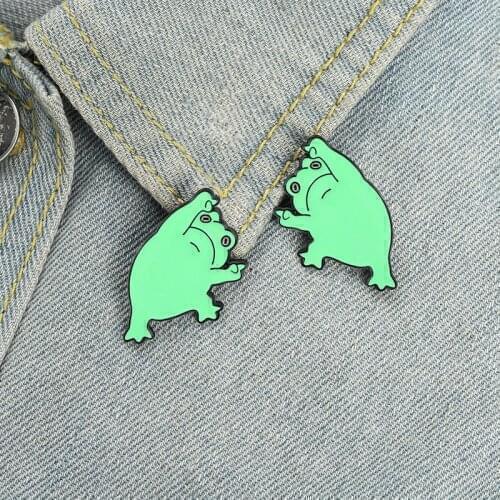 Mirrored Frogs Enamel Pins Custom Cute Animals Brooch Lapel Badge Bag Cartoon Jewelry Gift For Kid Friend