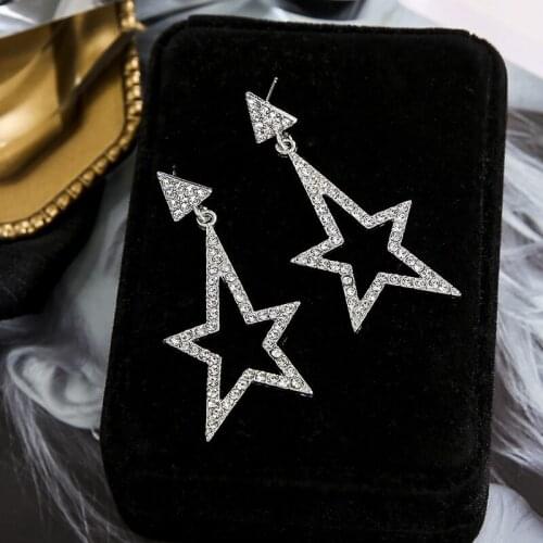 Exknl Dangle Big Long Earrings For Women Wedding Gold Silver Color Star Party Triangle Fashion Jewelry Earrings Women 2020 Gift