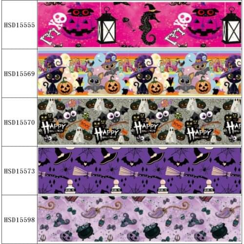 HuangTao 22MM 25MM 38MM 50MM 75mm Printed Pattern on Grosgrain Ribbon for diy ribbon