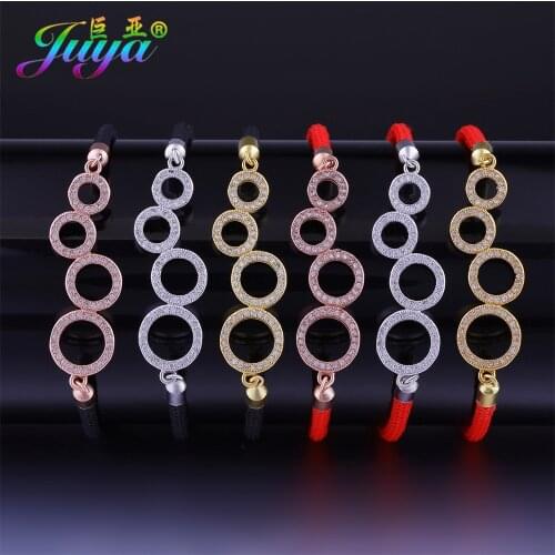 Fine Jewelry Bracelets Supplies Micro Pave Zircon Gold//Rose Gold Blister Charm Bracelets Adjustable Rope Chain Bracelets